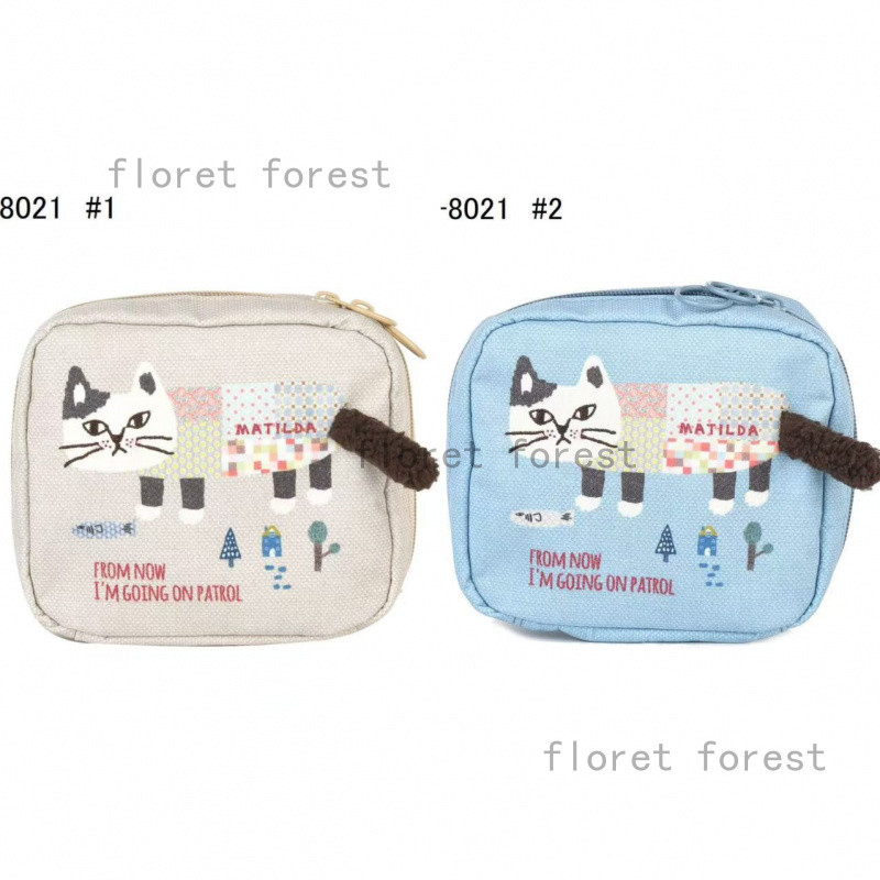 【แบรนด์ญี่ปุ่น】Kusuguru กระเป๋าเงิน ปักมือแมวปีน cây การ์ตูนน่ารัก ผ้าแคนวาส ถือมือ/เก็บของ/เครื่องสำอาง