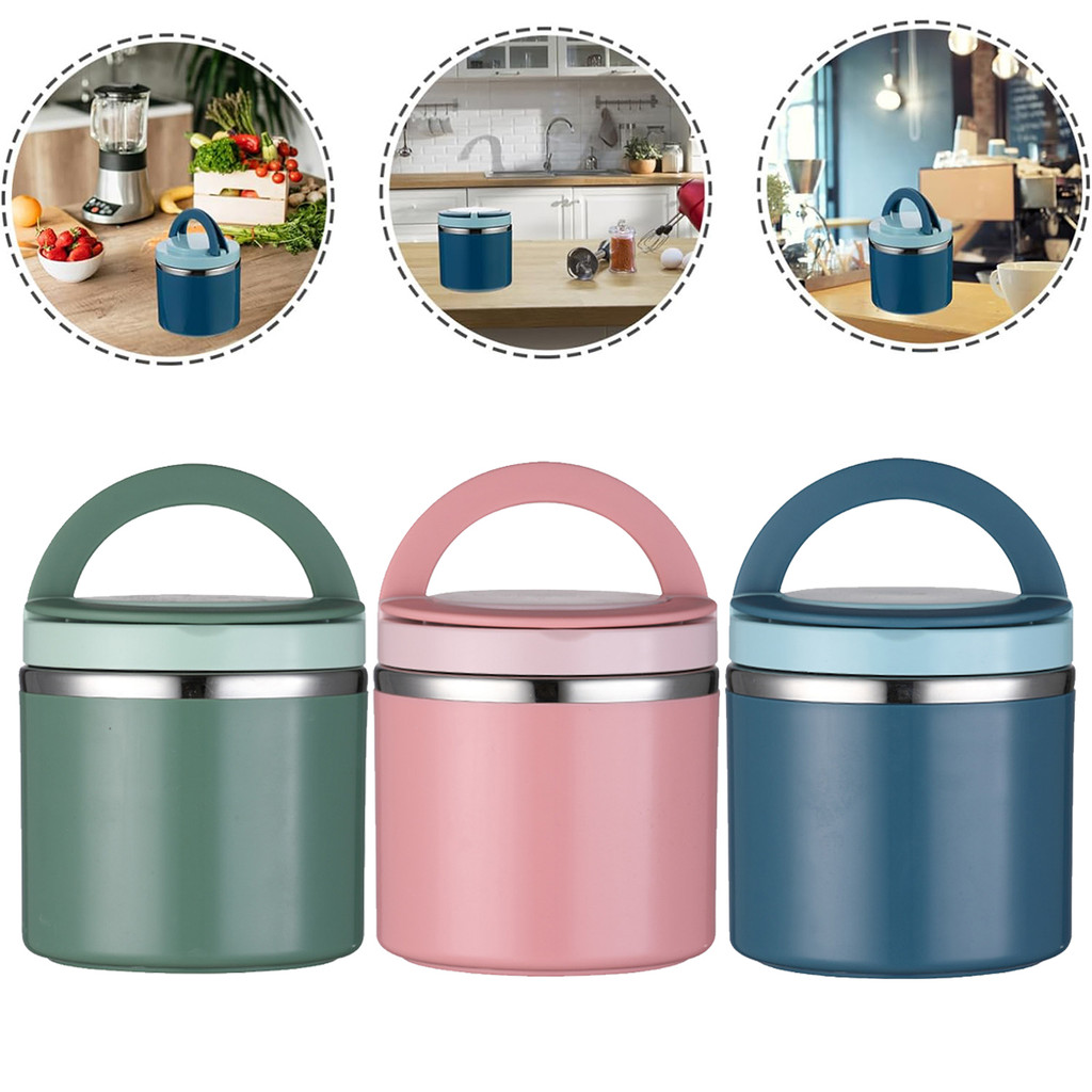 1000ml ซุป Thermos ขวดอาหารฉนวนกล่องอาหารกลางวัน Bento กล่องสําหรับอาหารเย็นร้อนอาหารกระติกน้ําสแตนเลสกล่องอาหารกลางวันพร้อมที่จับ