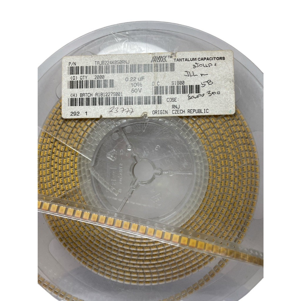 (แพ็คละ5ตัว) 0.22 uF 10% 50V 224K050RNJTAN TALUM CAPACITOR พร้อมส่ง