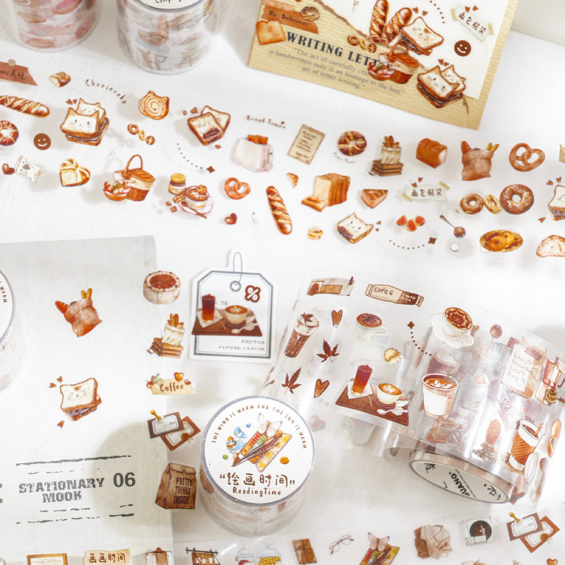 Journal Go 5x200 ซม.หวานเทปกาวน่ารักการ์ตูนขนมขบเคี้ยวไอศกรีม Masking เทปสําหรับ DIY Scrapbooking ทําการ์ดไดอารี่