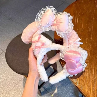 น่ารัก Sanrio Plush Face Wash แต่งหน้า Hairband หญิง My Melody Hello Kitty Kuromi Hairband ของขวัญปีใหม่