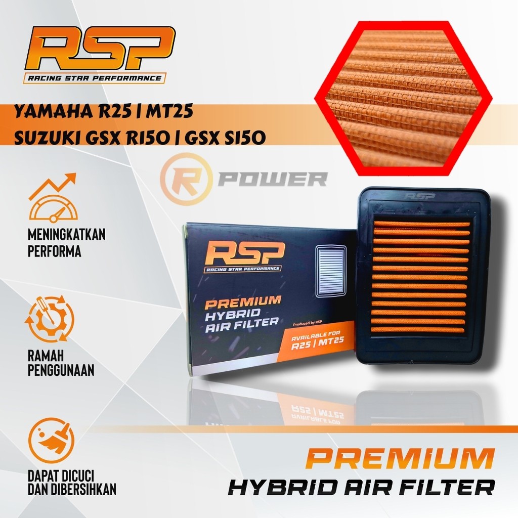 กรองอากาศรถจักรยานยนต์ RSP สําหรับรถจักรยานยนต์ R25 | MT25 |GSX R150 | GSX S150