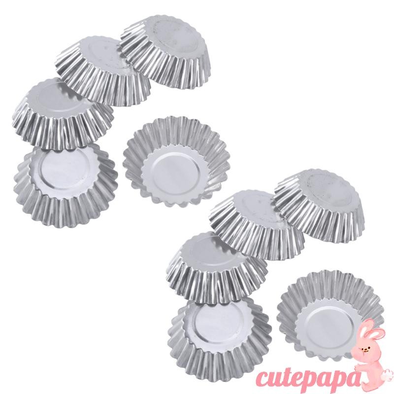 Cutep เครื่องมืออบ 10 ชิ้นทาร์ตไข่อลูมิเนียม Cupcake คุกกี้แม่พิมพ์เค้กดอกไม้ Mould ดีบุก