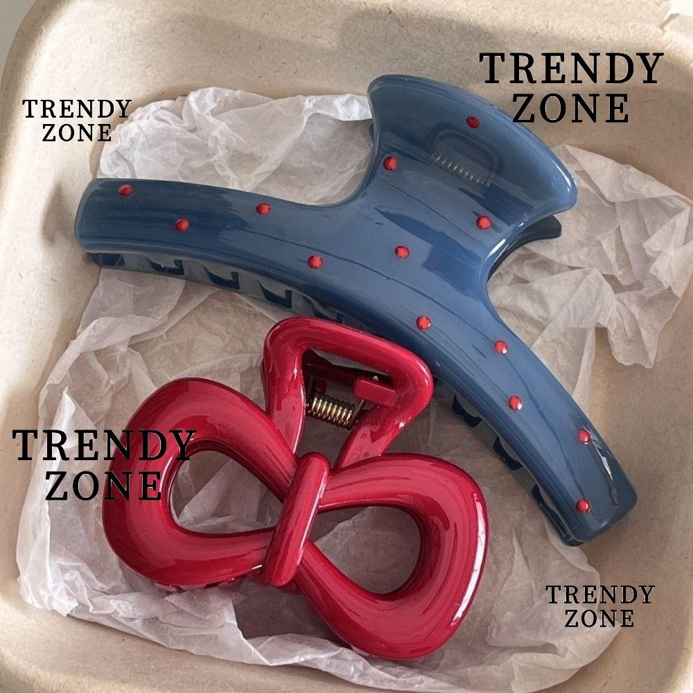 Trendyzone กิ๊บติดผม, กิ๊บติดผมหรูหราลายจุดสีฟ้า, คลิปฉลามย้อนยุคโบว์แดงสําหรับเด็กผู้หญิง