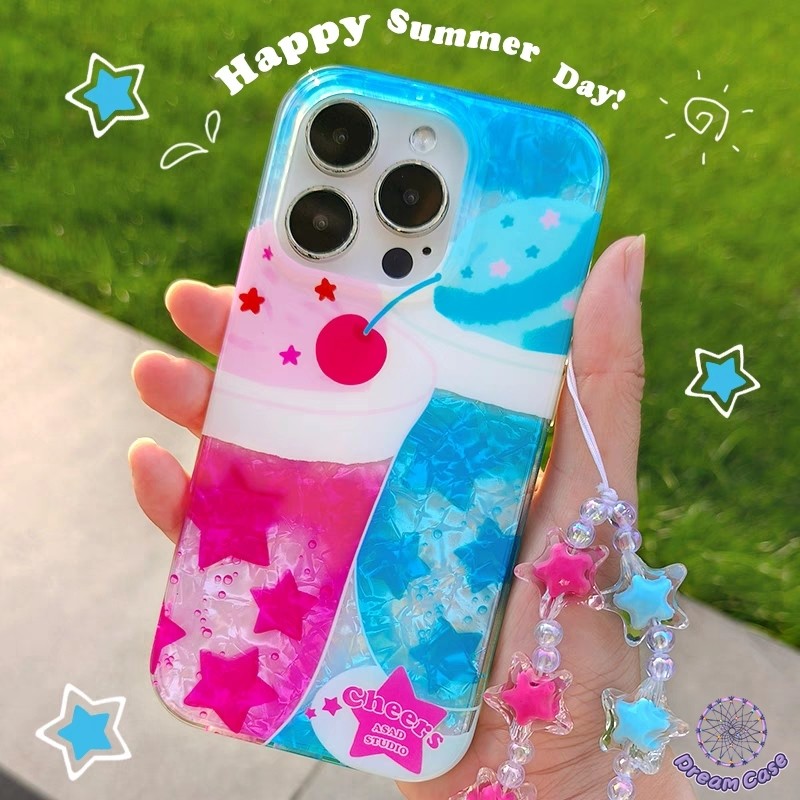 ดาวน้ำแข็งเย็นเครื่องดื่มเชอร์รี่รูปแบบเปลือกนุ่ม เคส IPhone 13 11 16 15 14 12 Pro Max 7 14 8 16 15 Plus XR X XS Max SE