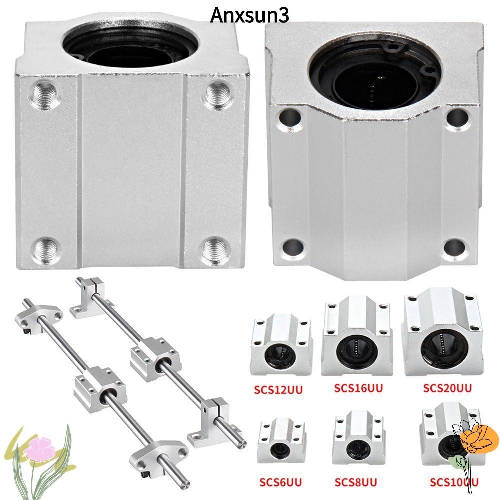 Anxsun3 Linear Ball Bearing,SCS16UU SCS20UU CNC Router Slide Bushing Block,ทนทานอลูมิเนียมน้ําหนักเบาSCS8UU SCS10UU SCS12UU Guild Rail Shaftเครื่องพิมพ์เพลาก้านอะไหล่