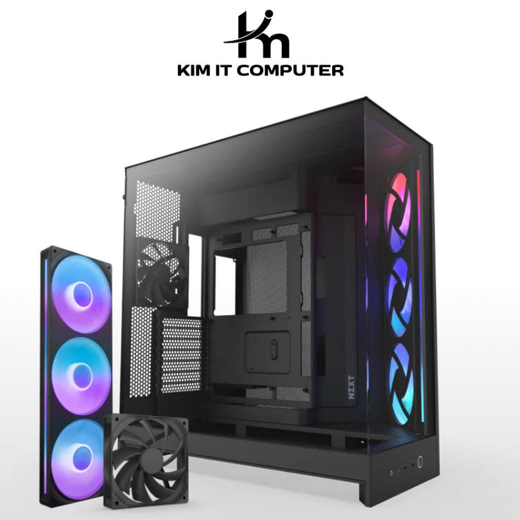 NZXT H9 FLOW RGB (2025) Black CM-H92FB-R1 Large Dual-Chamber Mid-Tower ATX Airflow Case with RGB