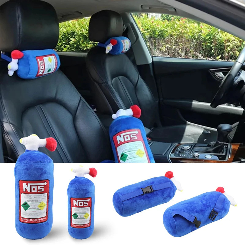 NOS Nitrous Oxide ขวดของเล่นตุ๊กตาใหม่หมอนยัดไส้ Soft Turbo JDM เบาะของขวัญตกแต่งรถ Headrest พนักพิง
