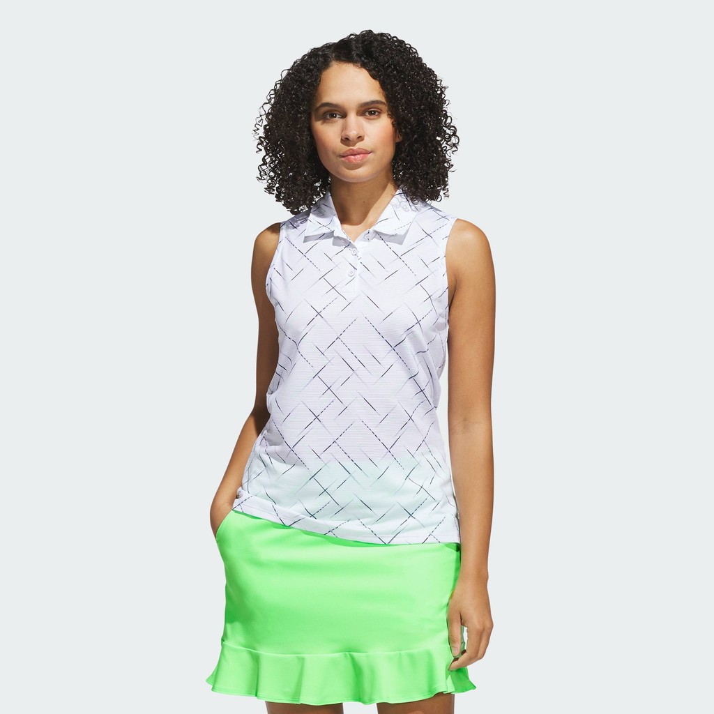 adidas กอล์ฟ เสื้อโปโลแขนกุดพิมพ์ลาย Ultimate365 ผู้หญิง สีขาว JM1977