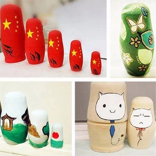 ชุด5ชิ้น ตุ๊กตาไม้เปล่า DIY ทำตุ๊กตารัสเซียเอง ของเล่นงานฝีมือสําหรับเด็กmatrioska