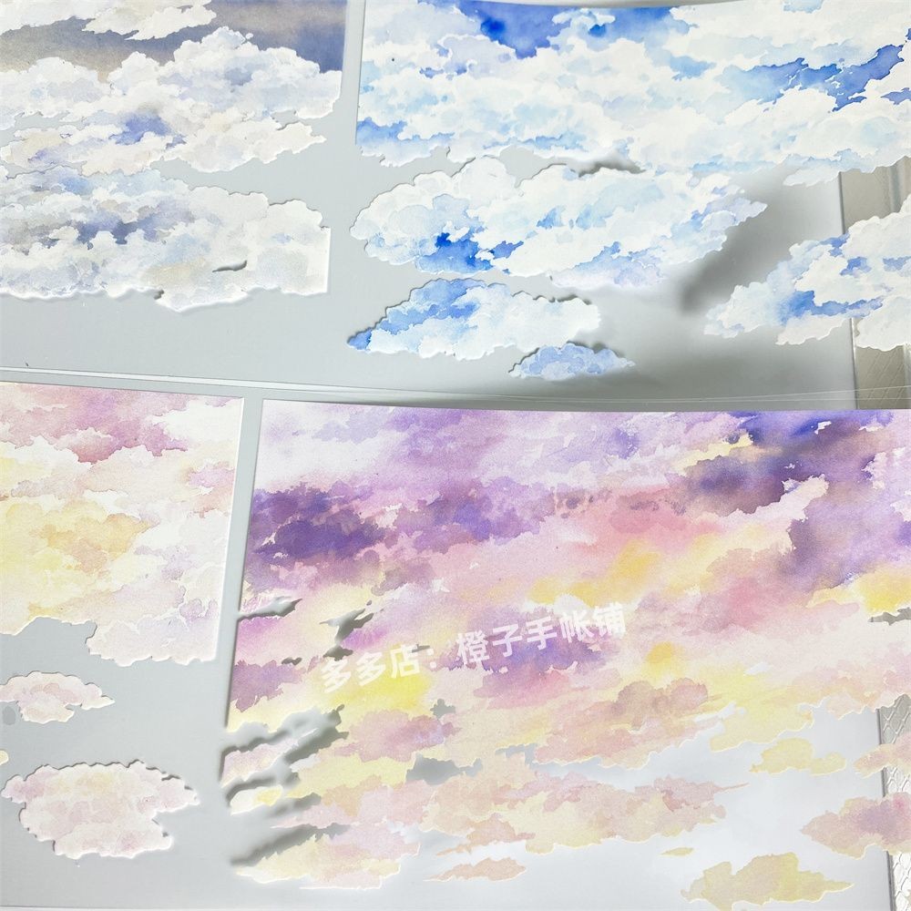 [diy Tape] Handbook Packing Tape r15 Cloud Real Big พื้นหลัง Sky Cloud Elephant King PET วัสดุโบราณบัญชีผ้าลินินสติกเกอร์