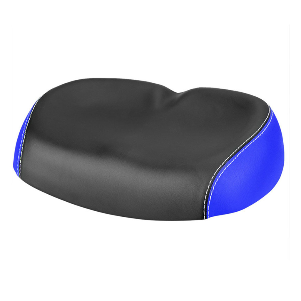 Winn Big Ass Bike Cycle Noseless Saddle Wide Large Soft PU Pad Seat (สีดําและสีฟ้า)