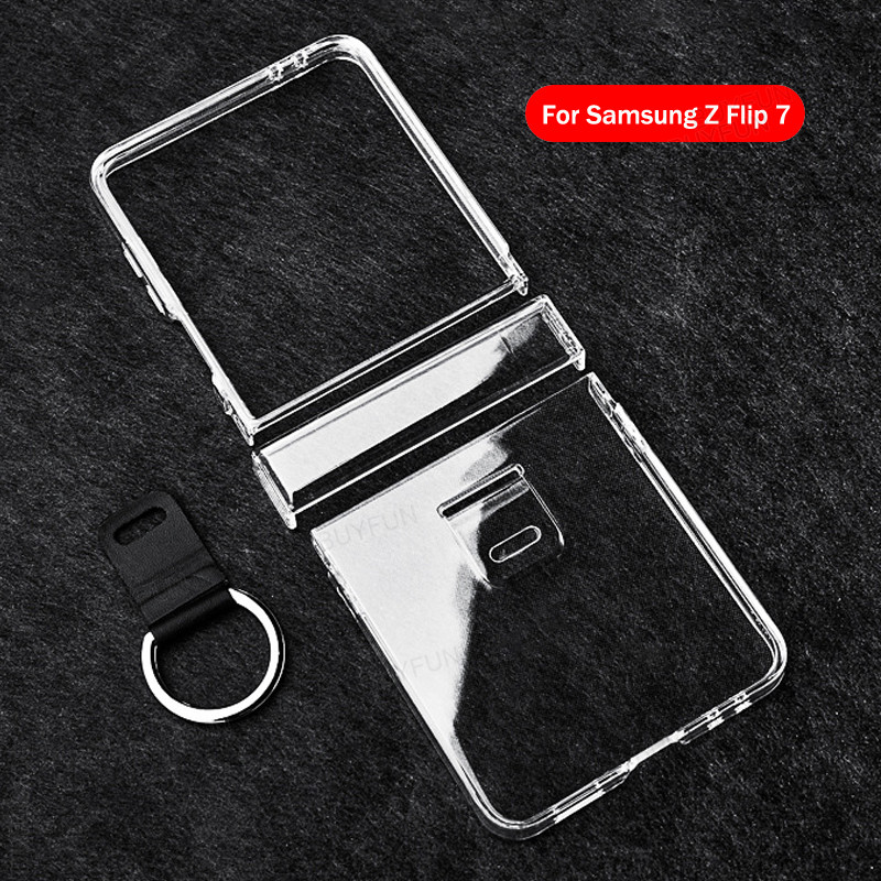 transparent shell with ring For Samsung Galaxy Z Flip 7 5G ZFlip7 zFlip Flip7 Casing whit hinge ราคา ถูกที่สุด ดีลบีเคเค แกลเลอรีภาพที่ 2