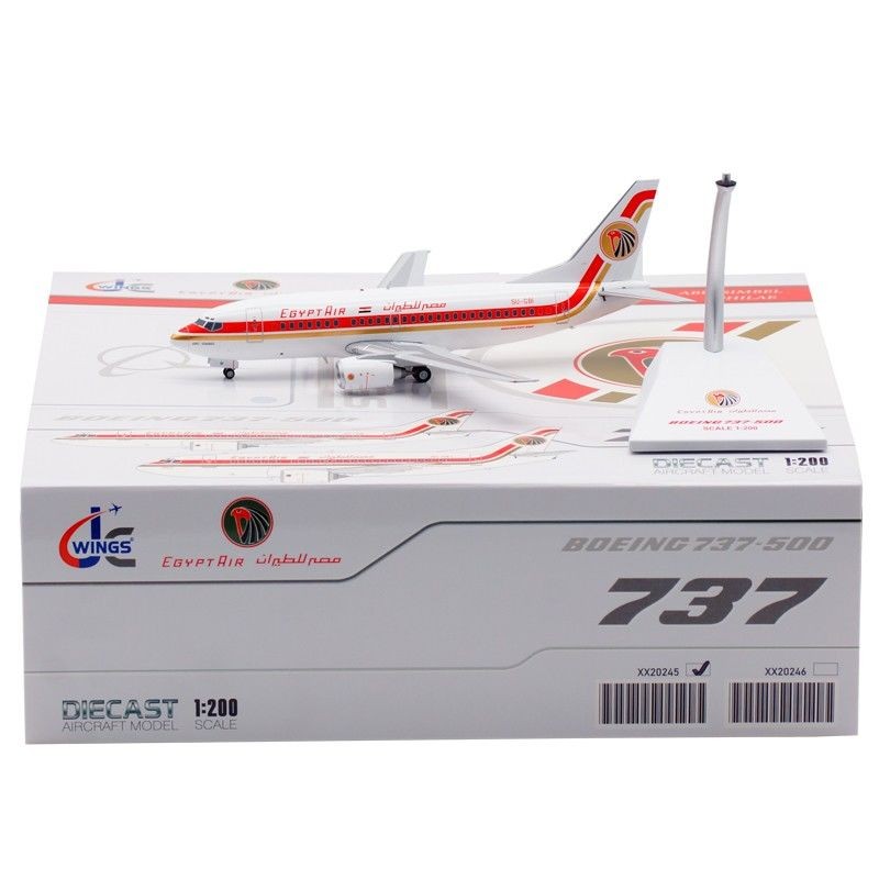 พร้อมส่ง เครื่องบิน JC Wings 1: 200 เครื่องบินโลหะผสมรุ่น Egyptian Airlines Boeing B737-500 SU-GBI