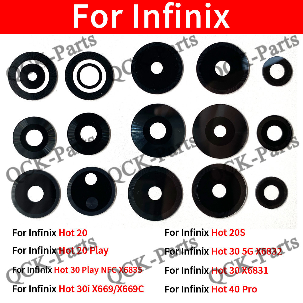 กระจกเลนส์กล้องด้านหลังพร้อมสติกเกอร์สําหรับ Infinix Hot 20 20S Play 30 5G 30i X669 40 Pro