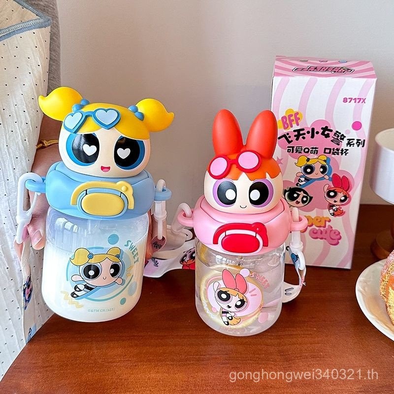 Breeze Cup Flying Girl Police Water Bottle with Straw C Water Cup Student School Drop Proof Tritan Bottle BPA Free Plastic Cup S6CF