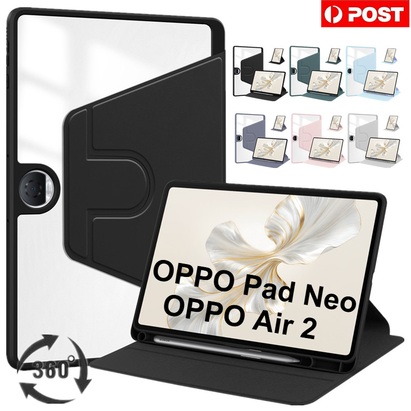 สําหรับOppo Pad Neo 2024 11.4 นิ้วOPPO Air 2 อะคริลิคหมุนกันกระแทกกรณีพลิกขาตั้งปากกา