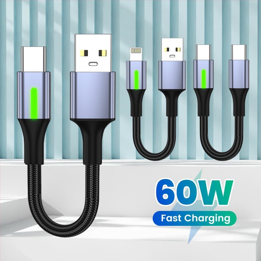 66W สาย USB Type C ประเภท C ถึง Type C สายชาร์จข้อมูลอย่างรวดเร็วสําหรับ Samsung Universal 30W USB C สายสั้นสําหรับ Power Bank