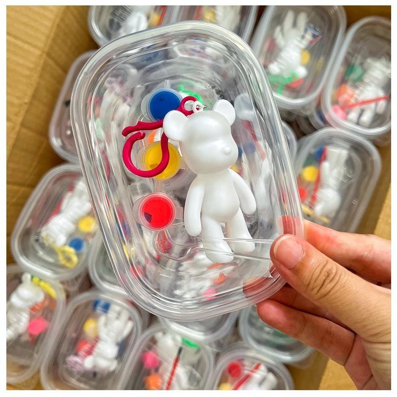 ตุ๊กตาระบายสี DIY ของขวัญ พวงกุญแจหมี รูปปั้นหมีสุดน่ารัก ระบายสีเด็ก คละแบบ ขายแยก 1 ชิ้น