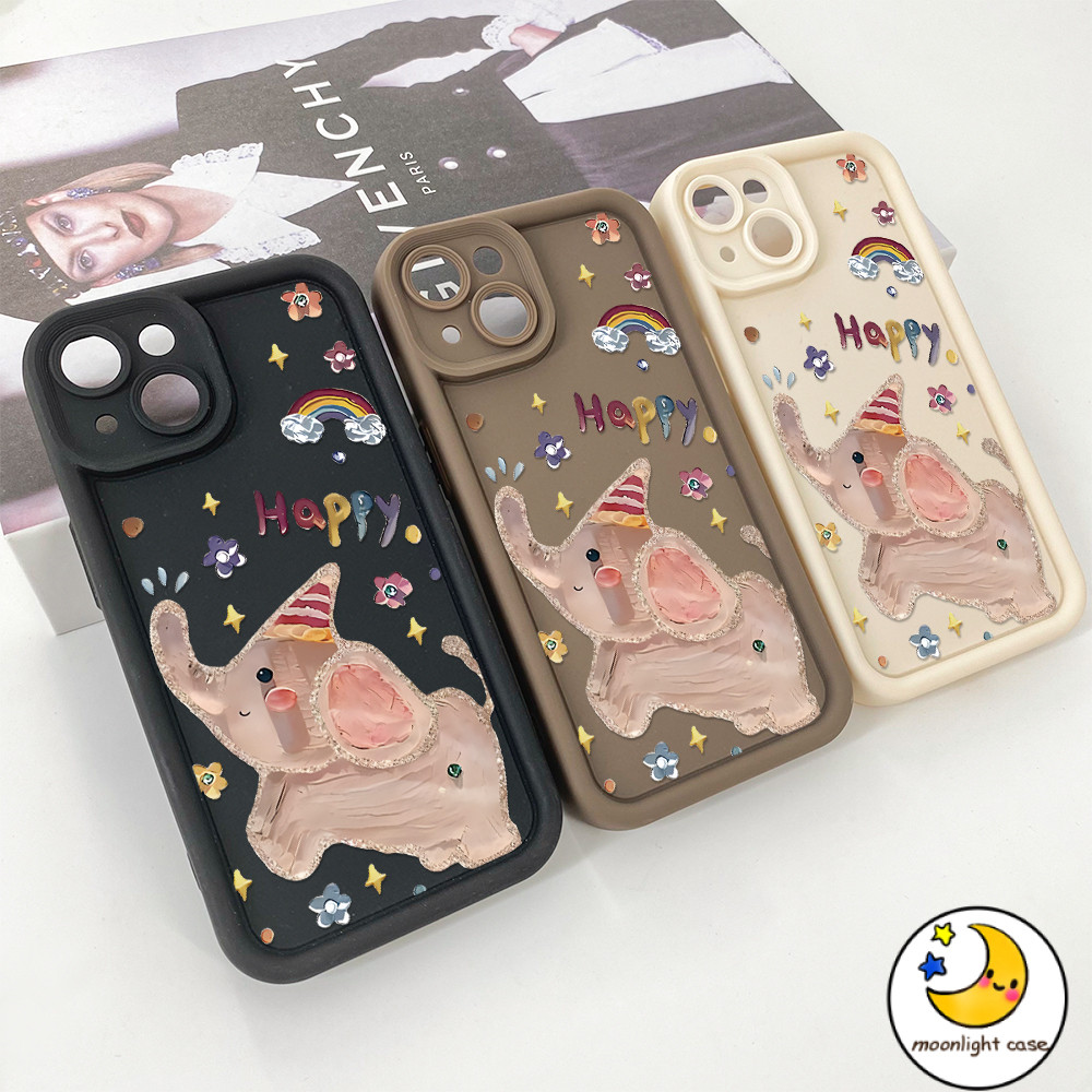 🔥GOOD🔥ลูกช้างน่ารัก TPU ลายการ์ตูนสาวอินเทรนด์ iPhone12 13 14 15 16 Pro MAX X XS XR XS 6 7 8Plus SE2020