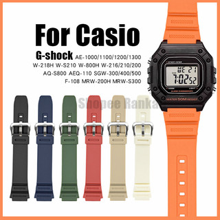 18 มม.สายนาฬิกายางสําหรับ Casio W-800H 216H 735H SGW-300H AE-1200 1300 AQ-S810W เปลี่ยนกีฬานาฬิกาดําน้ํา