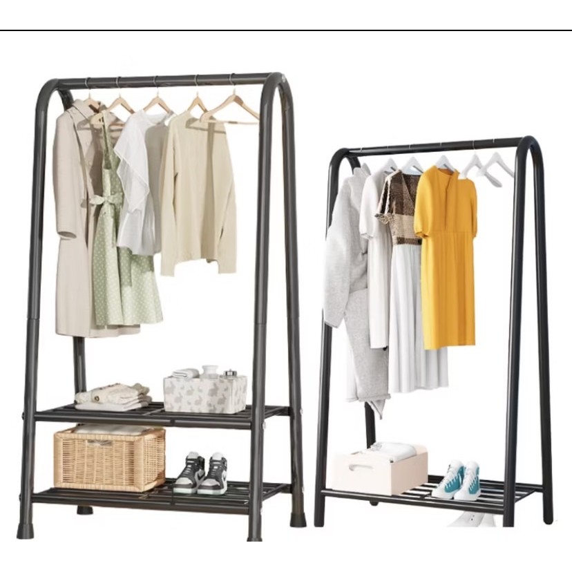 FN-ราวตากผ้าสไตล์มินิมอล ราวแขวนเสื้อผ้า มีชั้นวางของ โครงสร้างเหล็ก
