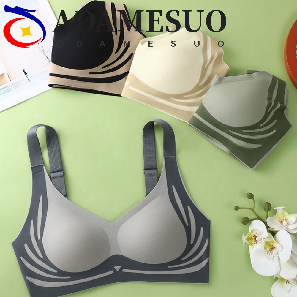 Adamesuo ไร้สายลึก V Bra, Patchwork ปิดกระชับ Brassiere สําหรับผู้หญิง, สบาย Anti-sagging รวบรวมหน้าอกกันกระแทก Push Up ชุดชั้นในสาว