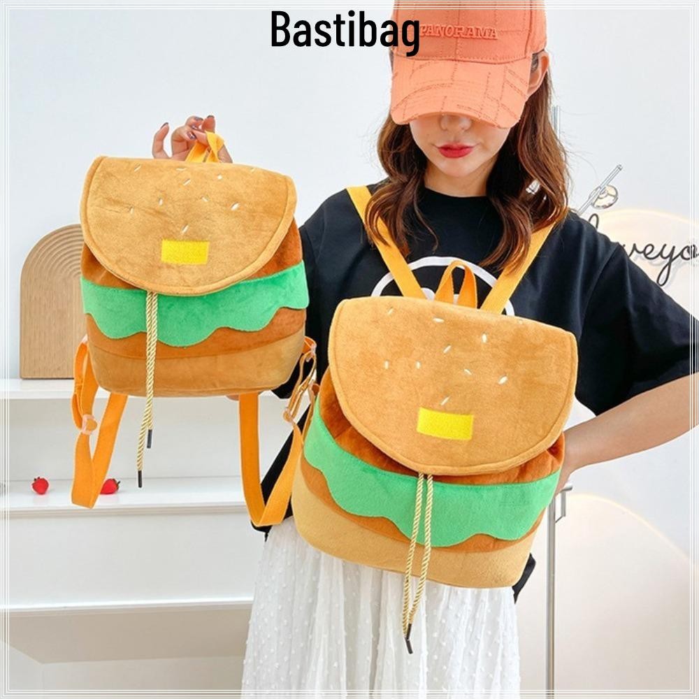 Bastilibag กระเป๋านักเรียนหูรูด, การ์ตูนแฮมเบอร์เกอร์ Multi-Function แฮมเบอร์เกอร์กระเป๋าเป้สะพายหลัง, น่ารักปรับขนาดใหญ่ความจุผู้ปกครอง-เด็กกระเป๋าเป้สะพายหลังผู้ใหญ่