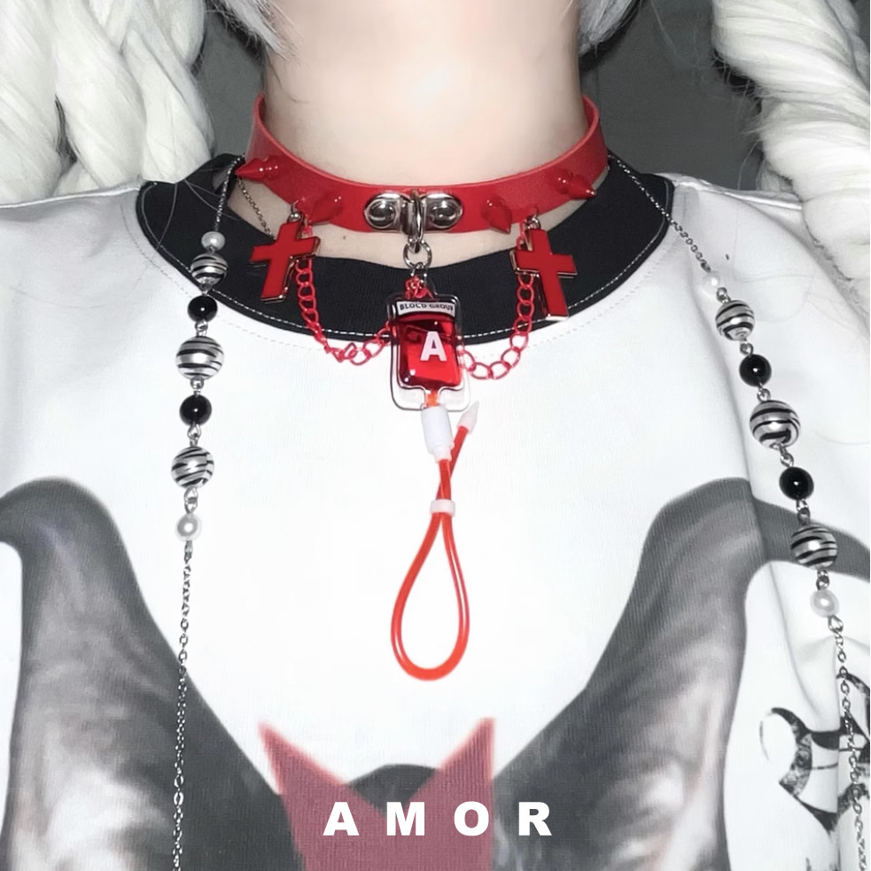 สร้อยคอโชคเกอร์คอสเพลย์ y2k Rivet Cross Punk
