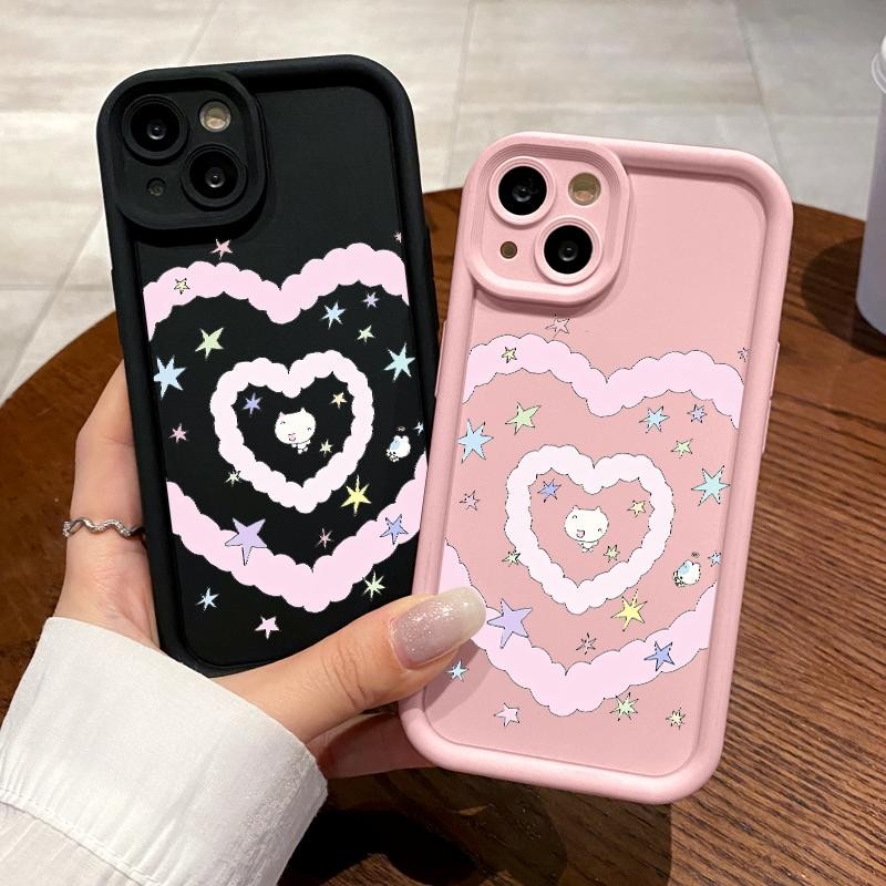 เหมาะสำหรับ Realme C15 C17 C12 C11 C11 C21 C21Y C2 C20 C20A C25 C25s C25Y กรณีโทรศัพท์แฟชั่นเคส Simple Pink Love