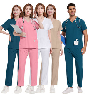 [เสื้อ+ กางเกง] แฟชั่นชุดขัดทางการแพทย์ ยู นิสซ์ ยืดหยุ่นทนต…
