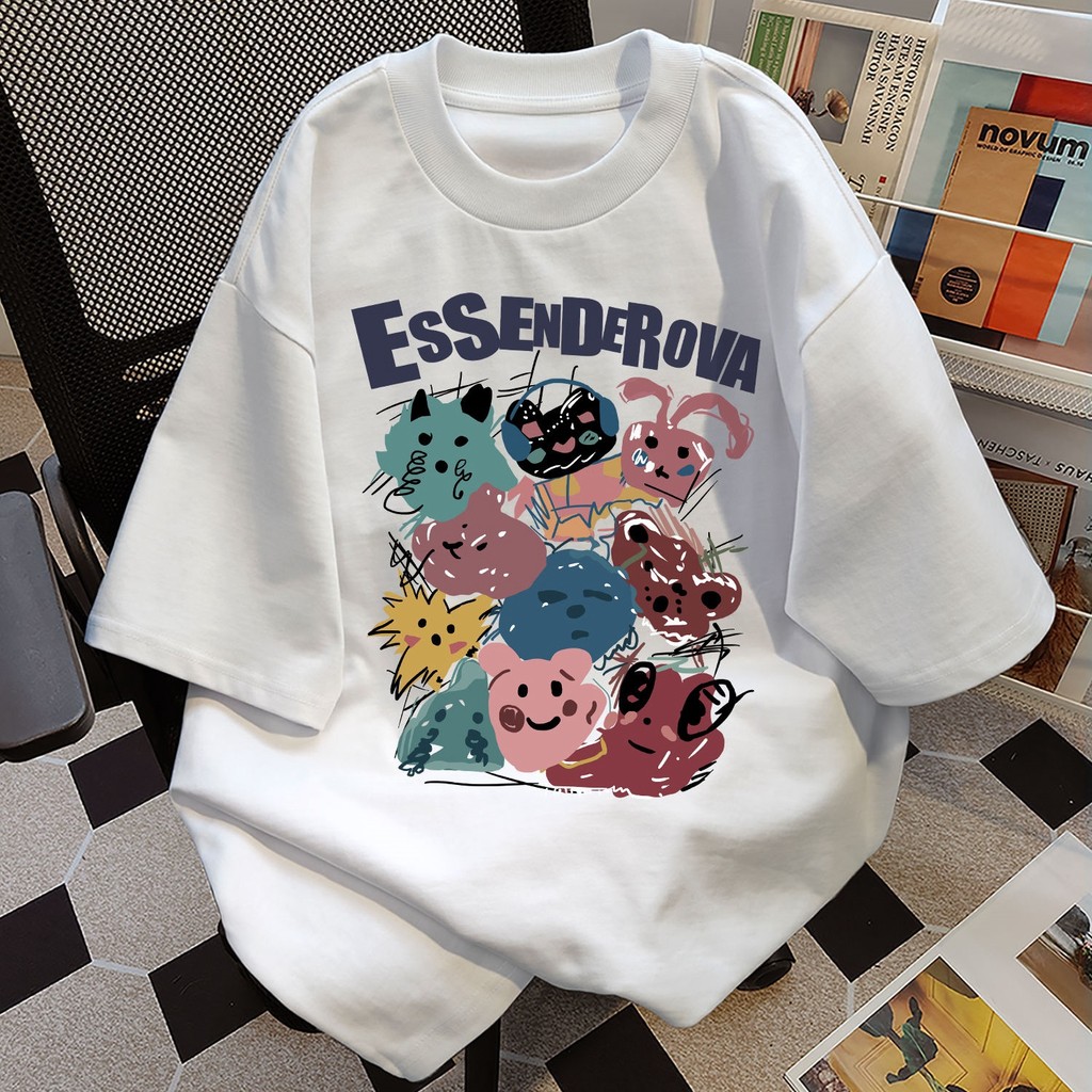 【จัดส่งจากไทย】เสื้อยืดพิมพ์ลายการ์ตูนย้อนยุคสุดสนุกสไตล์อเมริกัน แขนสั้น คอกลม ผ้าเนื้อนุ่ม สวมใส่สบาย