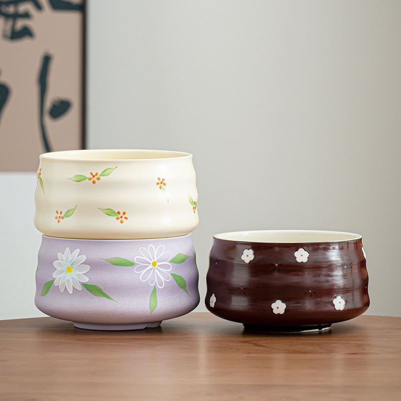 chasen ญี่ปุ่น matcha bowl chawan ชามมัทฉะมือวาดเครื่องมือมัทฉะเซรามิกสไตล์ญี่ปุ่นอุปกรณ์พิธีชงชา