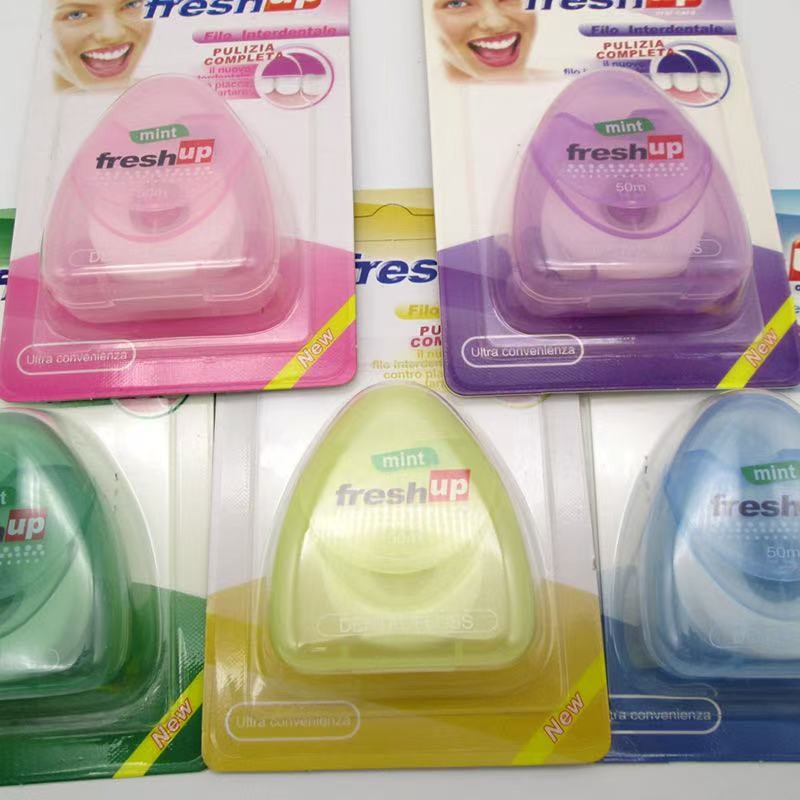 50ม ไหมขัดฟันแบบทอที่จําเป็นคละไหมขัดฟันเริ่มต้นแบบพกพาฟันขาวสดชื่นลมหายใจไหมขัดฟัน - รูปที่ 3