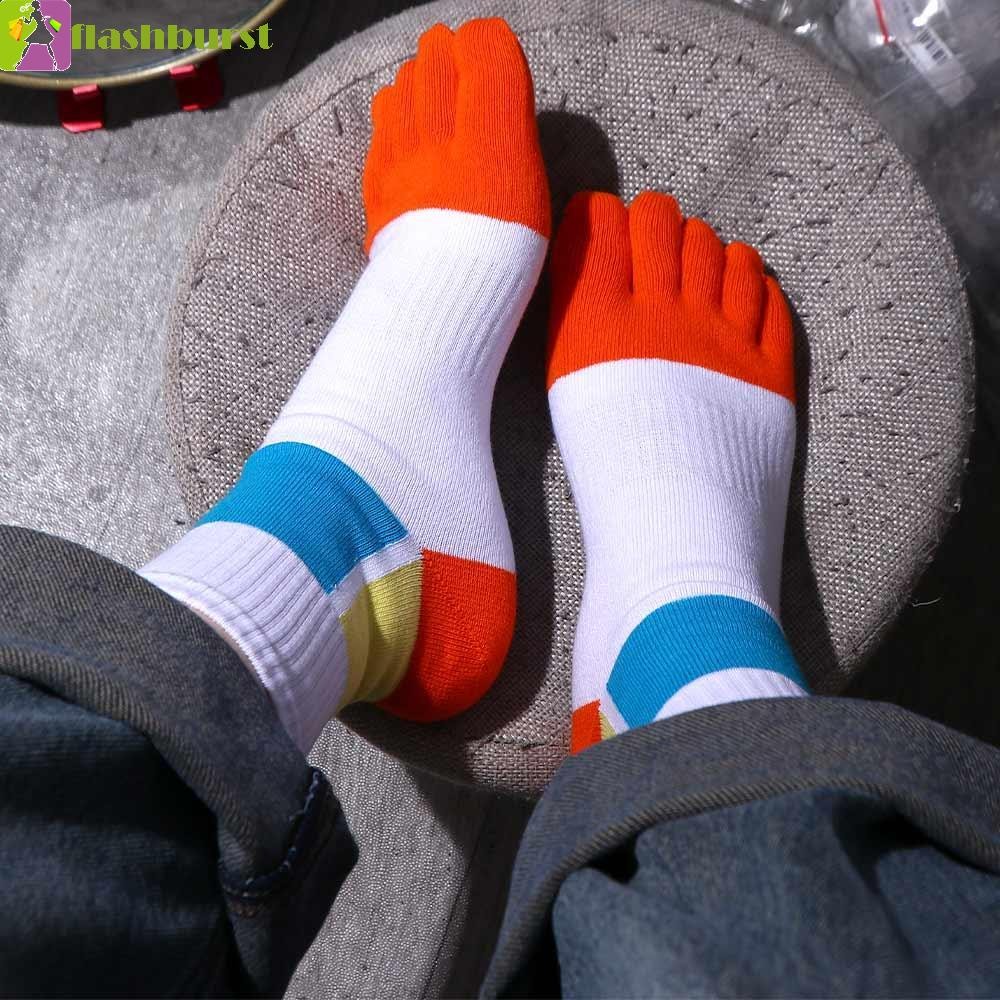 Flashburst ห้านิ้วถุงเท้าผู้ชาย Shining Soft Anti-Bacterial Anti-Sweat With Toes Breathable Organic Cotton Fiber ถุงเท้าเหงื่อ