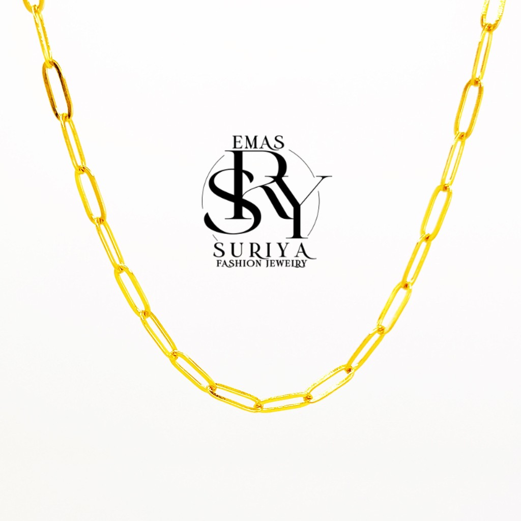 สร้อยคอ Emas Suari Rantai Leher Paperclip Labuh 70 ซม.Emas Sade 24K Emas กรุงเทพเกาหลี เวียดนาม