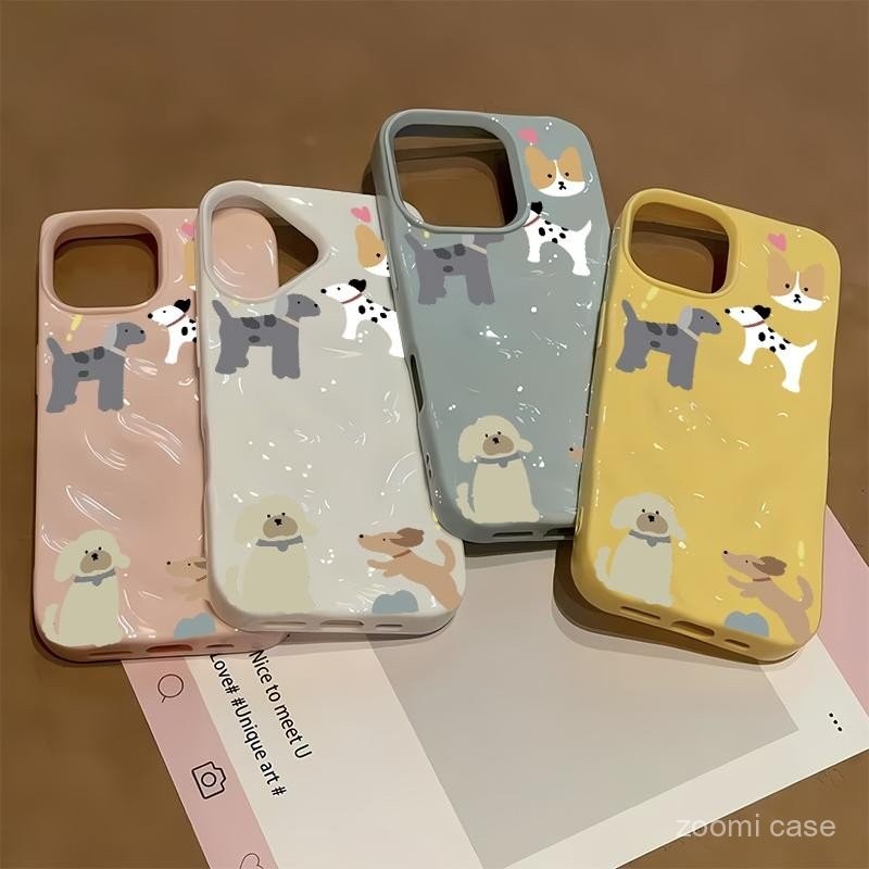 การออกแบบลูกสุนัขในหอยสังข์การ์ตูนสไตล์สําหรับiPhone 14 13 16 12 15 11 14PRO 13PRO 16PROMAX 12PROMAX