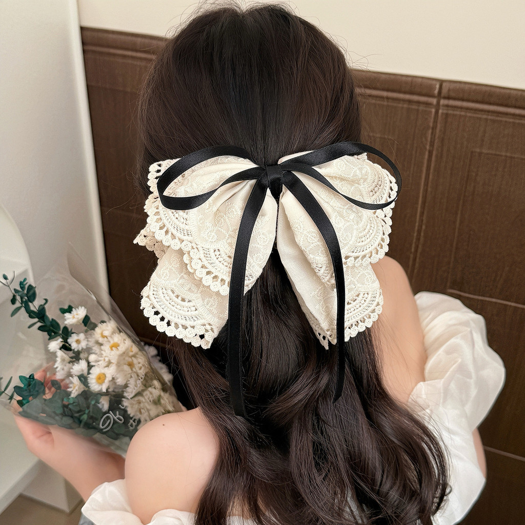 กิ๊บติดผมโบว์ลูกไม้สไตล์โบฮีเมียน2025เครื่องประดับผมสไตล์ใหม่