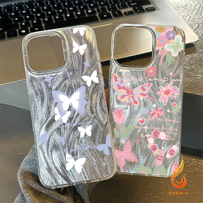 ความรู้สึกขั้นสูง จัดส่งจากประเทศไทย ดอกไม้หมึกสำหรับ iphone เคสไอโฟน 13 12 11 PRO MAX 16 15 14 X XS MAX XR 7/8PLUS หรูห