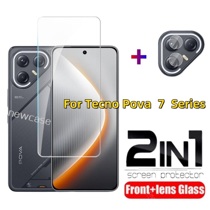 2in1 ป้องกันหน้าจอกระจกนิรภัยสําหรับ Tecno Pova 7 Pro Ultra 5G 4G 2025 7Pro 7Ultra Pova7 TecnoPova7Ultraฟิล์มนิรภัยHDฟิล์มใสป้องกันเลนส์Hydrogelฟิล์ม