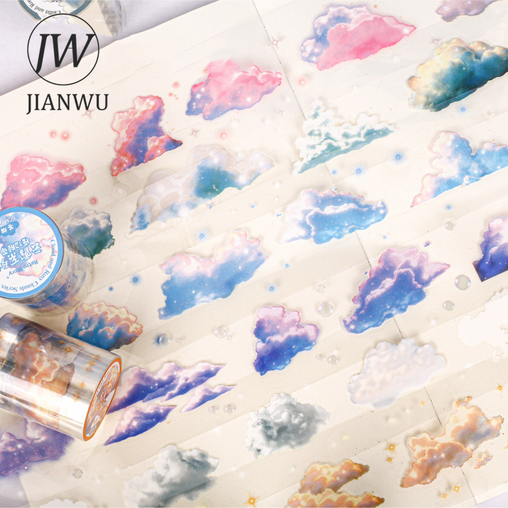 JIANWU 50 มม.* 200 ซม.Yunxia Series Vintage Cloud Landscape วัสดุ Collage PET เทป Creative DIY วารสารสมุดภาพเครื่องเขียน