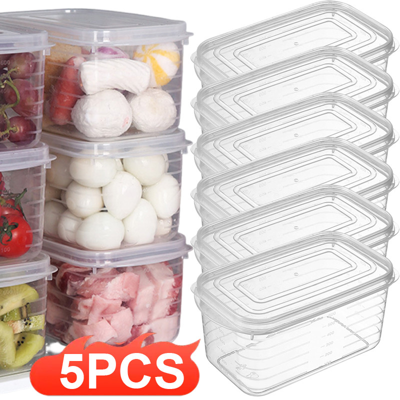 1/3/5PCS ตู้เย็นผลไม้ Organizer พร้อมฝาปิด - 700ml ภาชนะเก็บอาหารสด - กล่องเก็บรักษาตู้เย็น - ครัวผักเก็บ Crisper