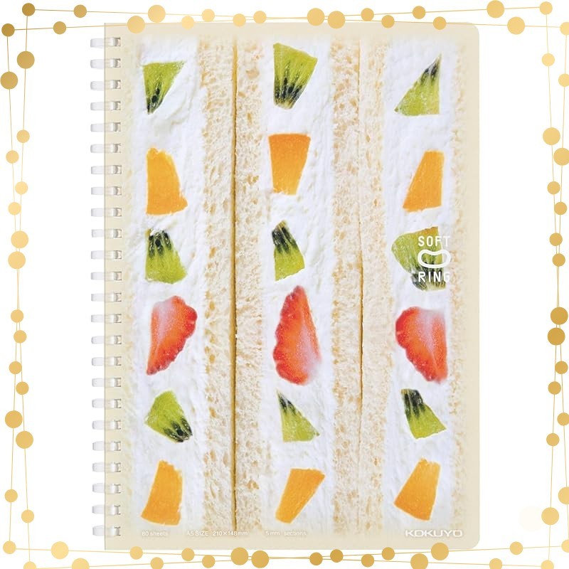 Kokuyo Soft Ring Notebook 10th Anniversary Commemorative Soft Bakery A5 5mm Grid Fruit Sandwiches SV