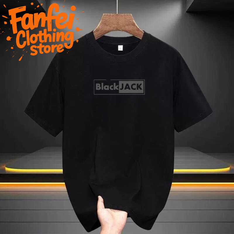 (จัดส่งตลอด 24 ชั่วโมง)Fanfei เสื้อยืดแขนสั้นคอกลมลายดำขาว สำหรับผู้ชาย สไตล์แฟชั่นและหลวมแบบสตรีท