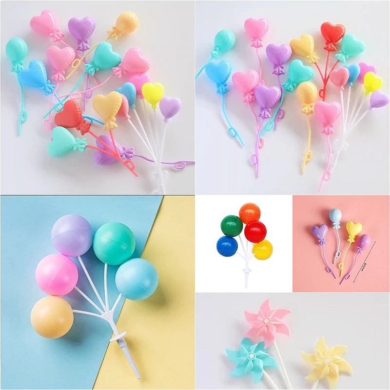 Ins สไตล์เค้กตกแต่งบอลลูนพลาสติกที่มีสีสัน string Macaron สีลูกบอลกลมขนาดใหญ่วันเกิดขนมตาราง plugin
