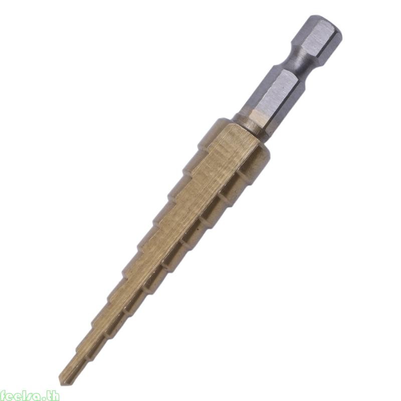 Feela HSS Titanium-Cated Step Drill Set 1 4 ก้านหกเหลี่ยม 3-12 มม.เครื่องมือตัด Reamer