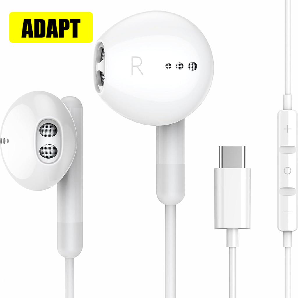 Adapt USB หูฟัง Pro USB C หูฟังพร้อมไมโครโฟนควบคุมระดับเสียง USB C หูฟังแบบมีสาย USB Type C หูฟังสํา