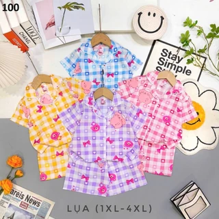 ชุดนอนเด็ก 3-4 ปี เสื้อคอปก กระดุมหน้า แขนขาสั้น ผ้าไหมอิตาลี SLE0022