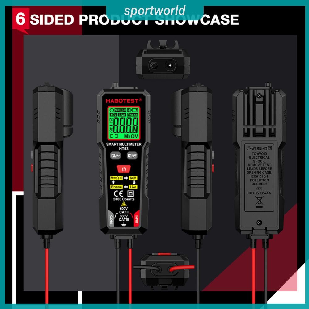 สต็อกพร้อมในกรุงเทพ🚚 Ht93 Digital Multimeter Auto-Ranging 2000 นับโวลต ์ มิเตอร ์ Ohmmeter พร ้ อม N