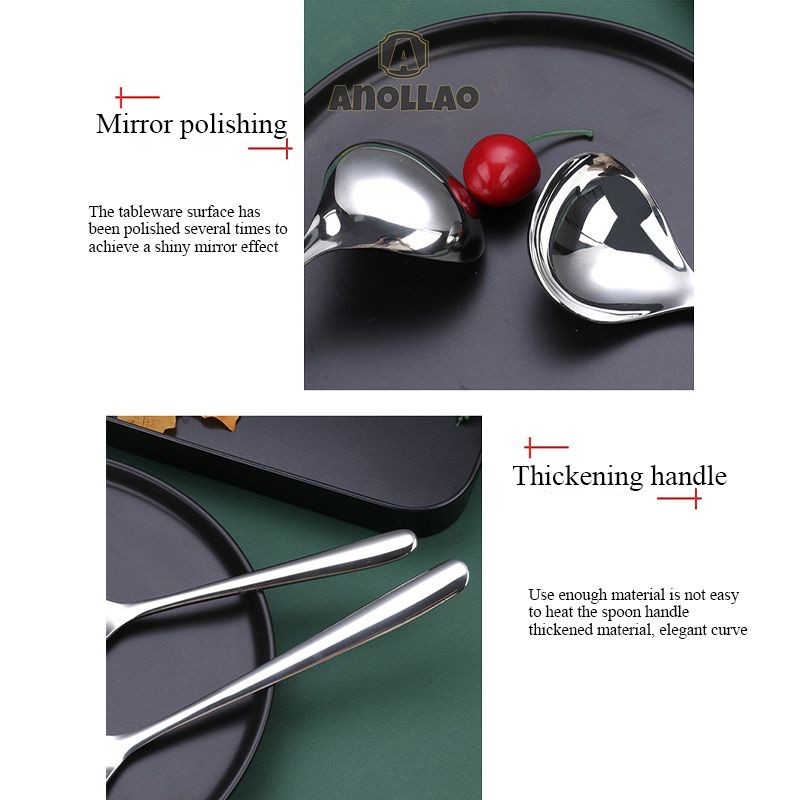 ช้อนสแตนเลส ช้อนกลาง ช้อนตักซุป เกาหลี เงินทอง สแตนเลส ช้อนซุป ทัพพี ช้อนญี่ปุ่น ✨Anollao - รูปที่ 6